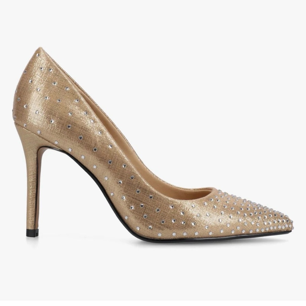 Journee Collection Gold Studded Heels